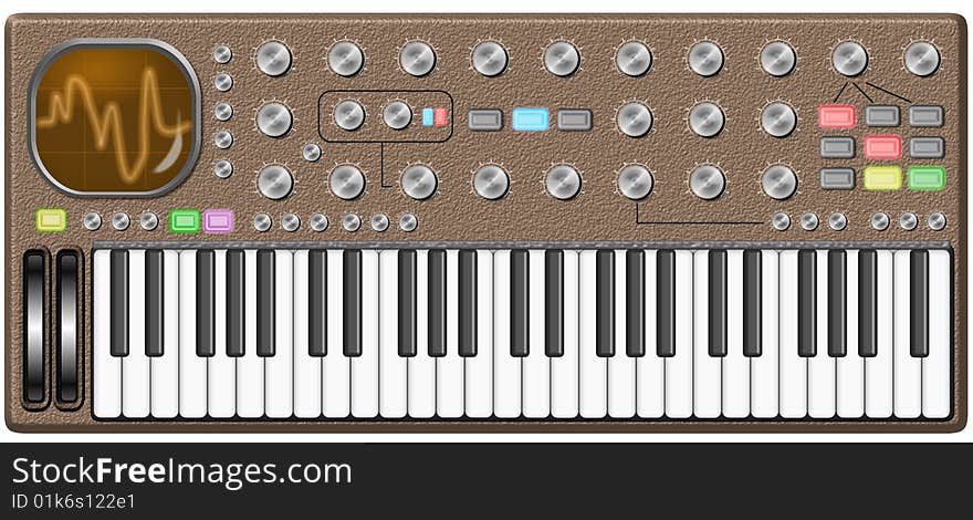 Big Retro Synthesizer with Oscilloscope