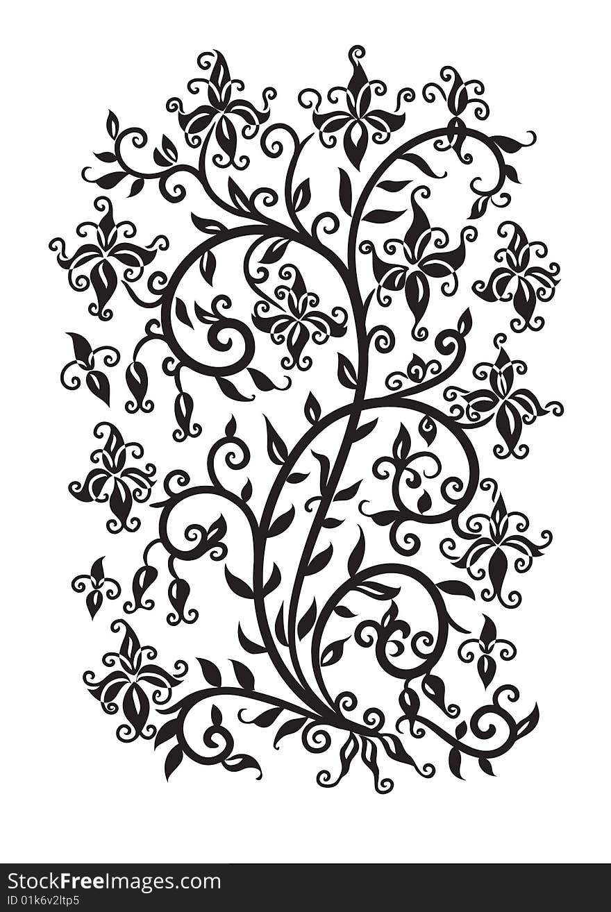 Renaissance vignette. (Black-and-white vector illustration).