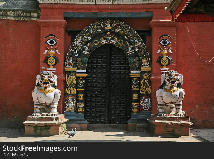 Door in a nepal taleju temple. Door in a nepal taleju temple.