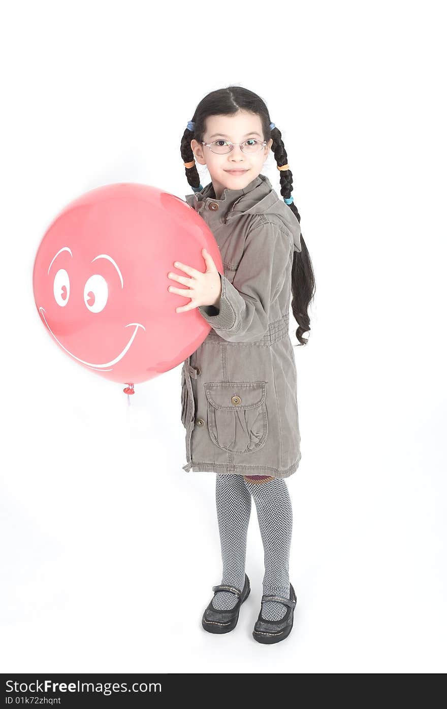 Beautiful Girl With Pink Balloon