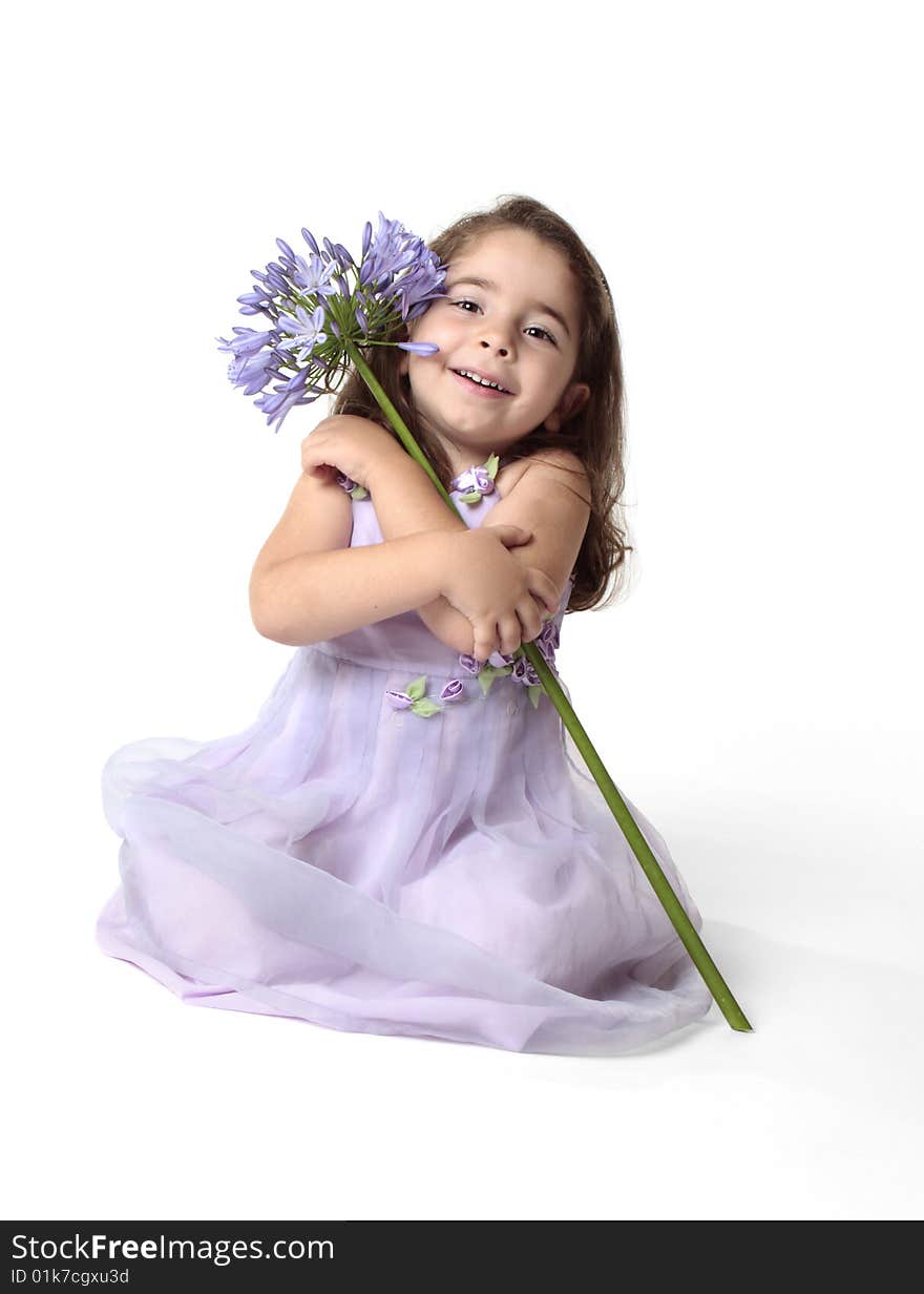 Beautiful smiling girl with beautiful flower