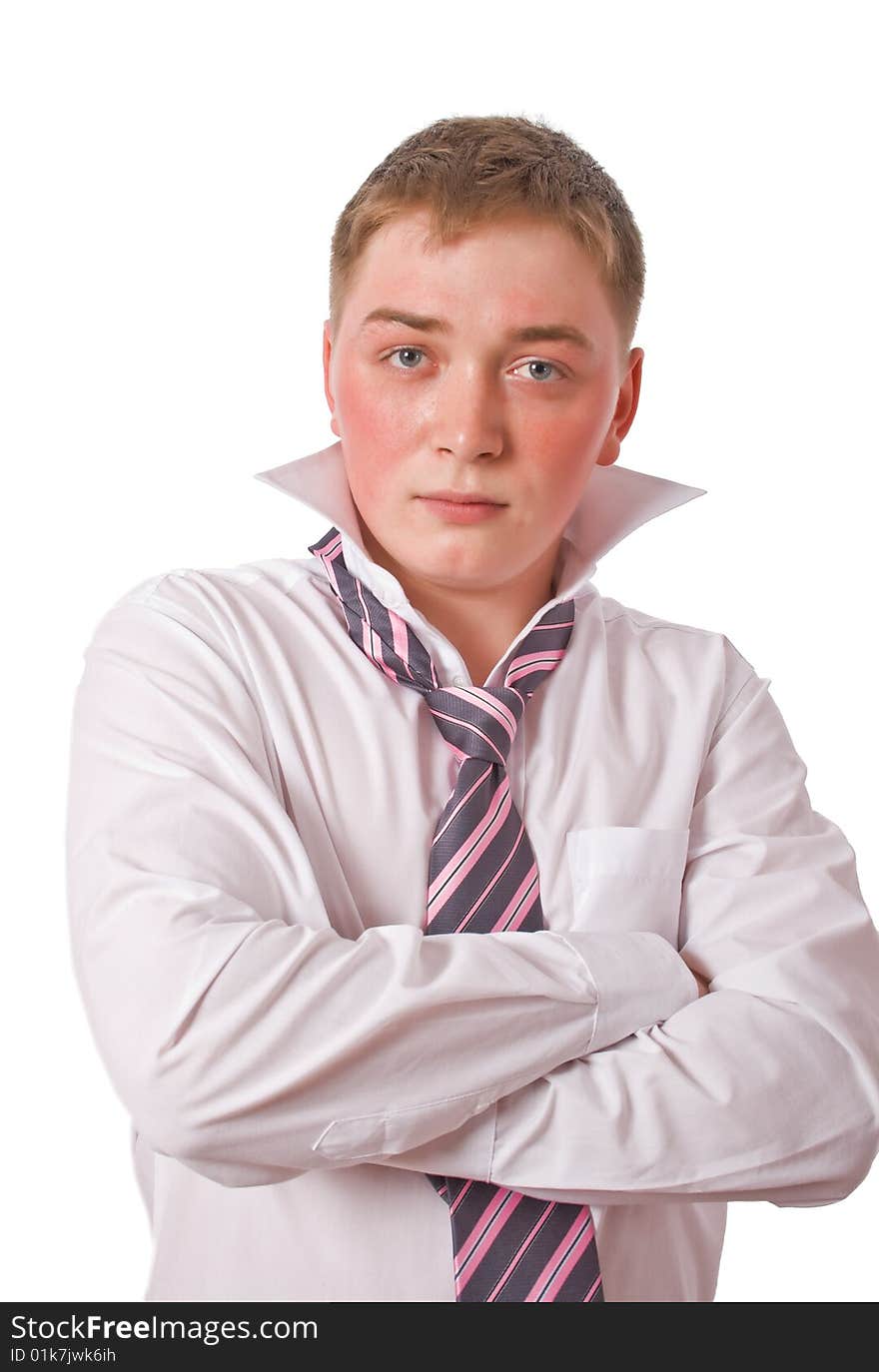 Young businessman fold his arms