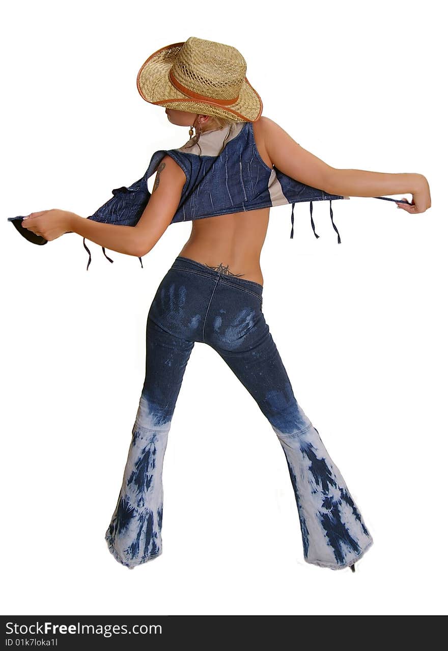 Country Girl with straw hat and jeans outfit