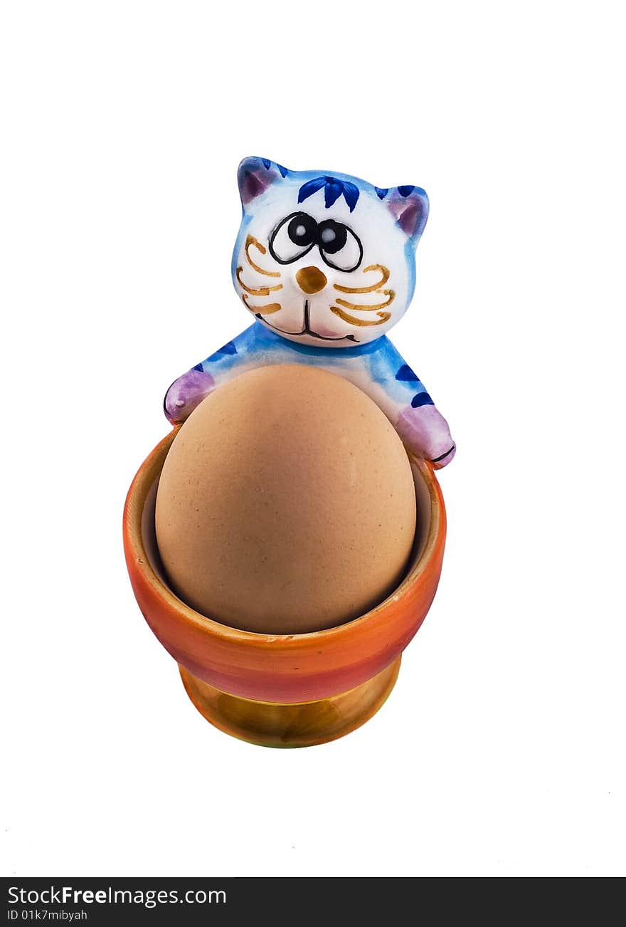 Amusing eggcup with cat