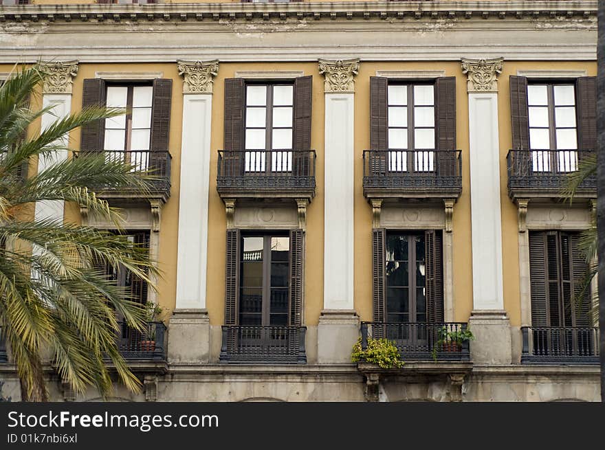 Barcelona Gothic Area traditional house facade. Barcelona Gothic Area traditional house facade