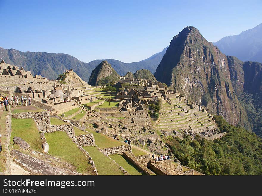 Huayna Picchu Mountain Overlooking  Inca Ruins