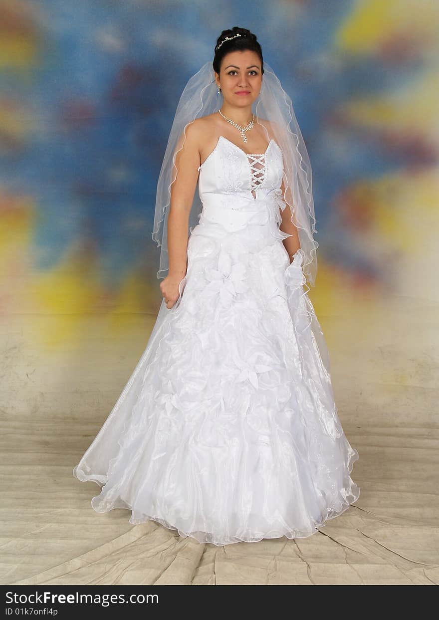 Pretty bride in wedding dress