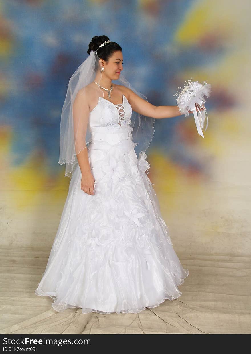 Pretty Bride In Wedding Dress