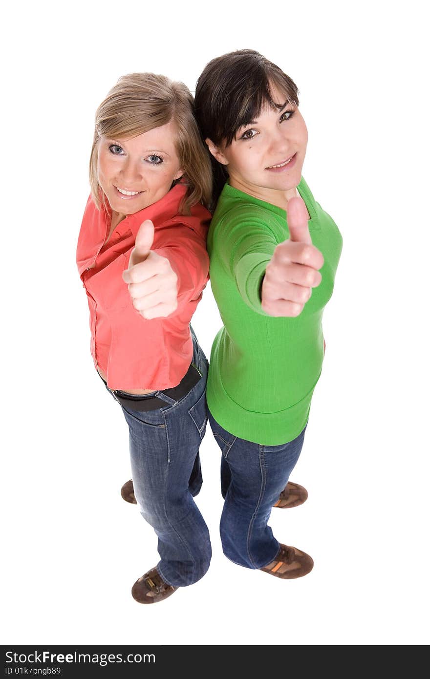 Happy women in friendship on white background