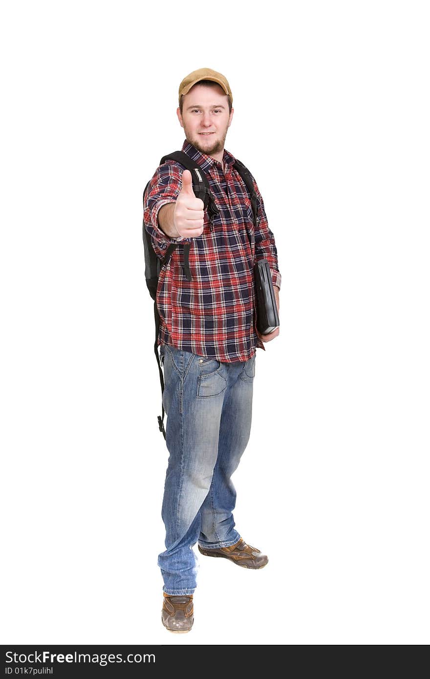 Happy student over white background. Happy student over white background