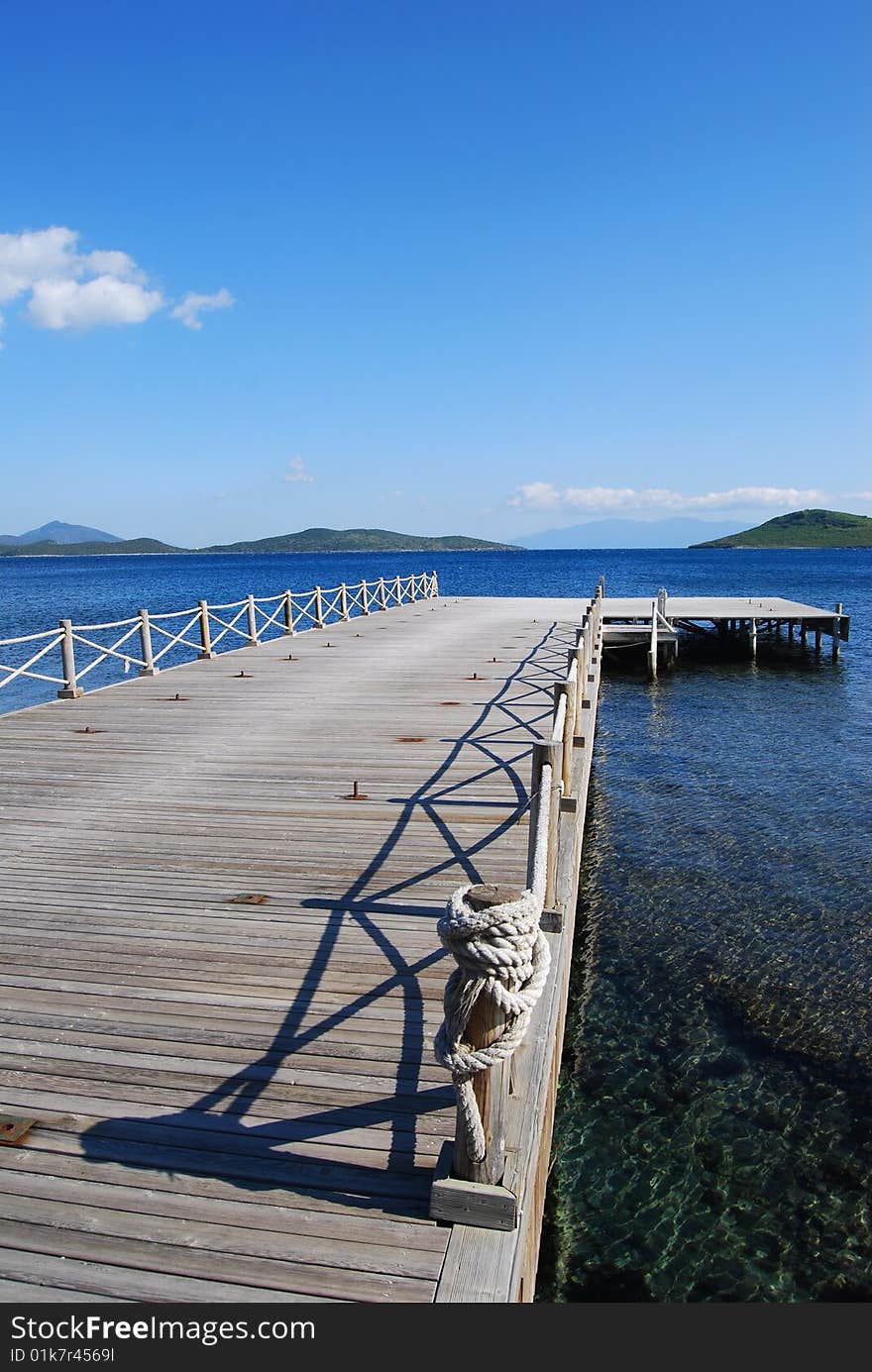 Wharf in the winter at the bodrum coast