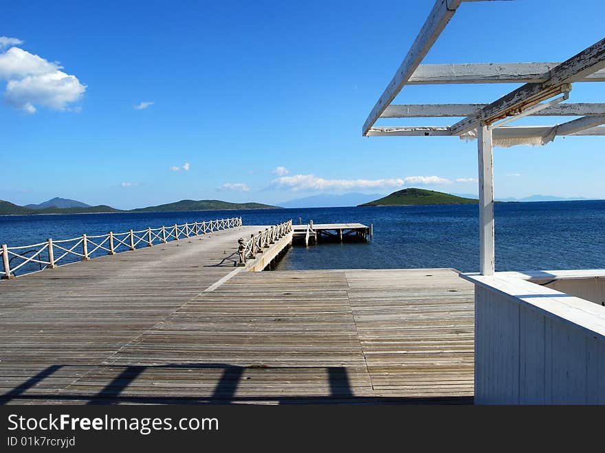 Wharf in the winter at the bodrum coast