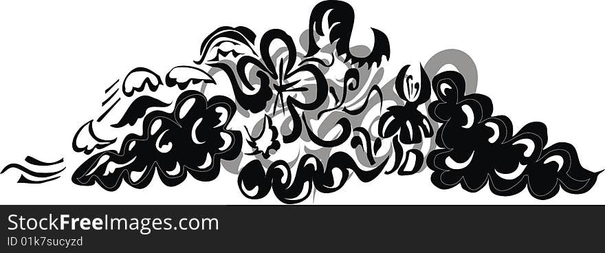 Black and white floral pattern. Black and white floral pattern