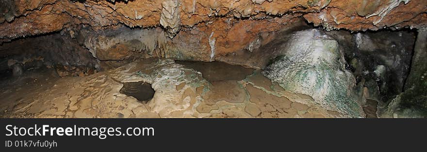 Panoramic view of cave interior - Bellamar cave, cuba.