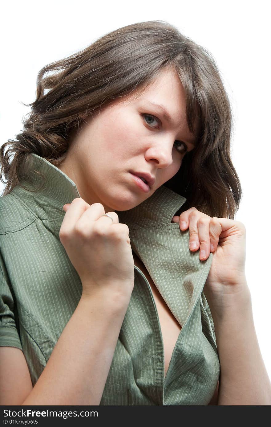 Young woman isolated over white in studio. Young woman isolated over white in studio