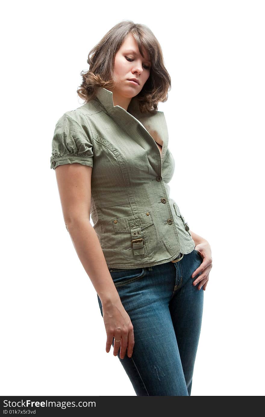 Young woman isolated over white in studio. Young woman isolated over white in studio