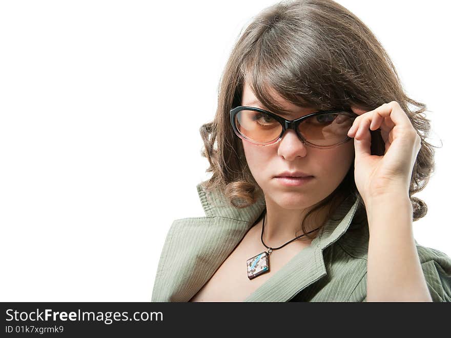 Young woman isolated over white in studio. Young woman isolated over white in studio