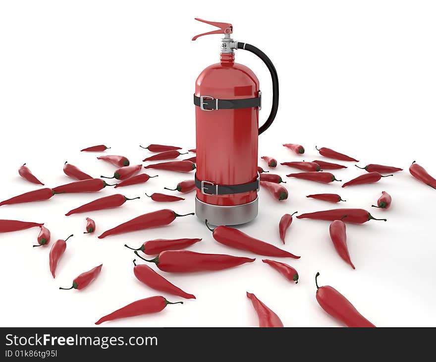 Fire extinguisher with pepprs