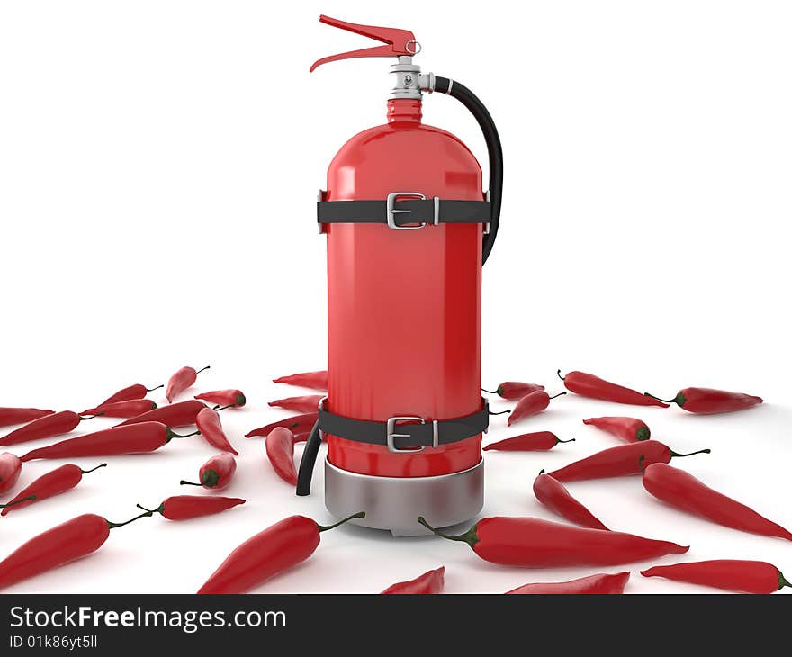 Fire extinguisher with pepprs