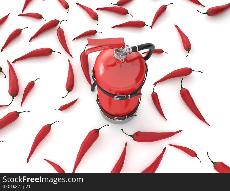 Fire extinguisher with pepprs