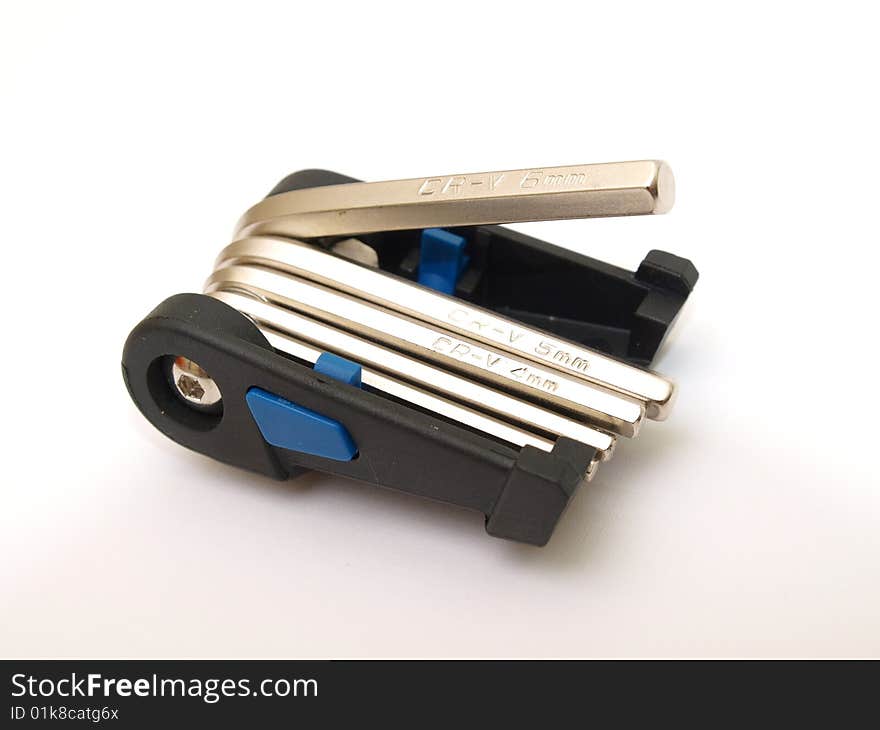 Pocket cyclist hex key isolated on white background. Pocket cyclist hex key isolated on white background