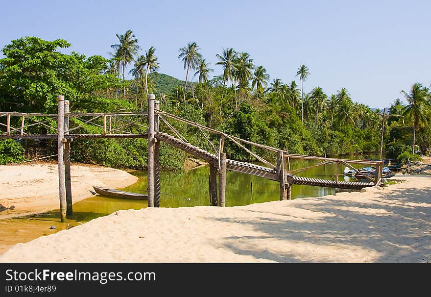 Bridge over the river on the island of Samui