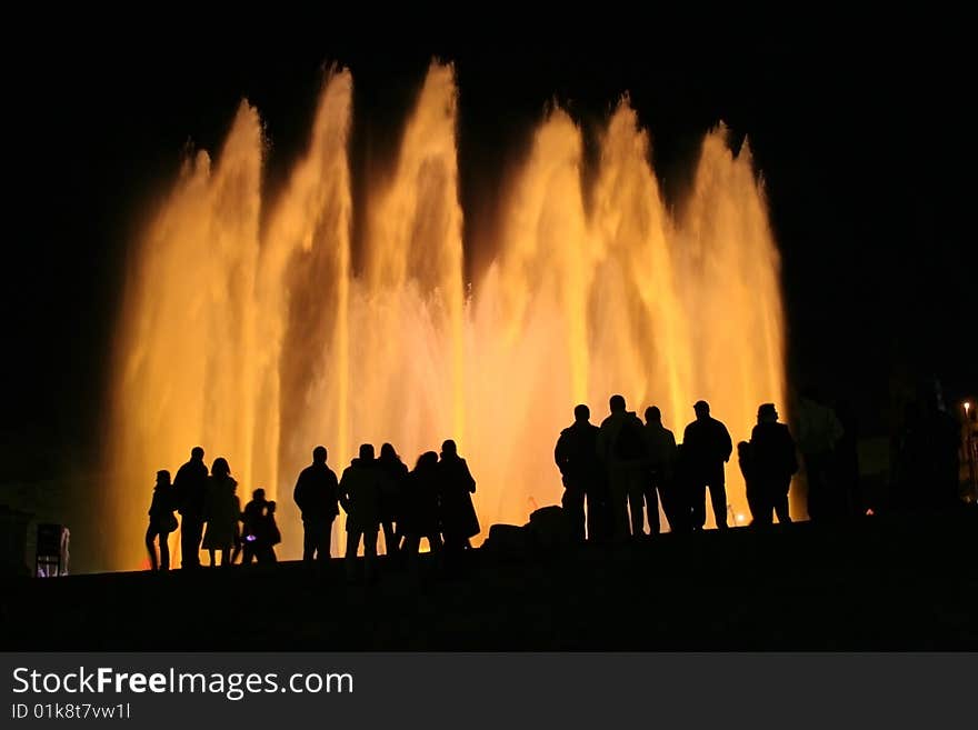 Night shot of fountain in  barcelona. Night shot of fountain in  barcelona