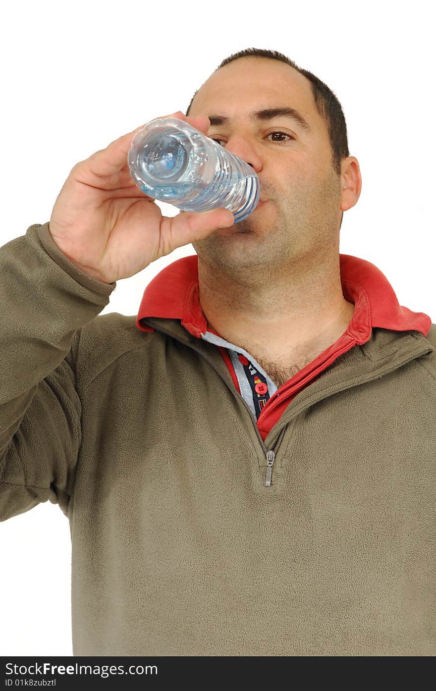 Drinking water isolated on white background