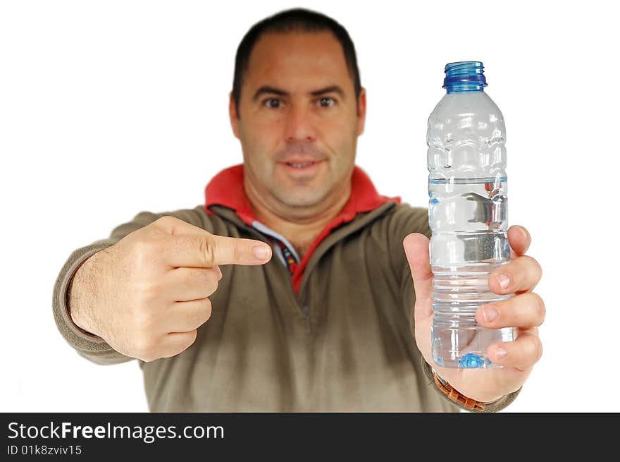 Drinking water isolated on white background