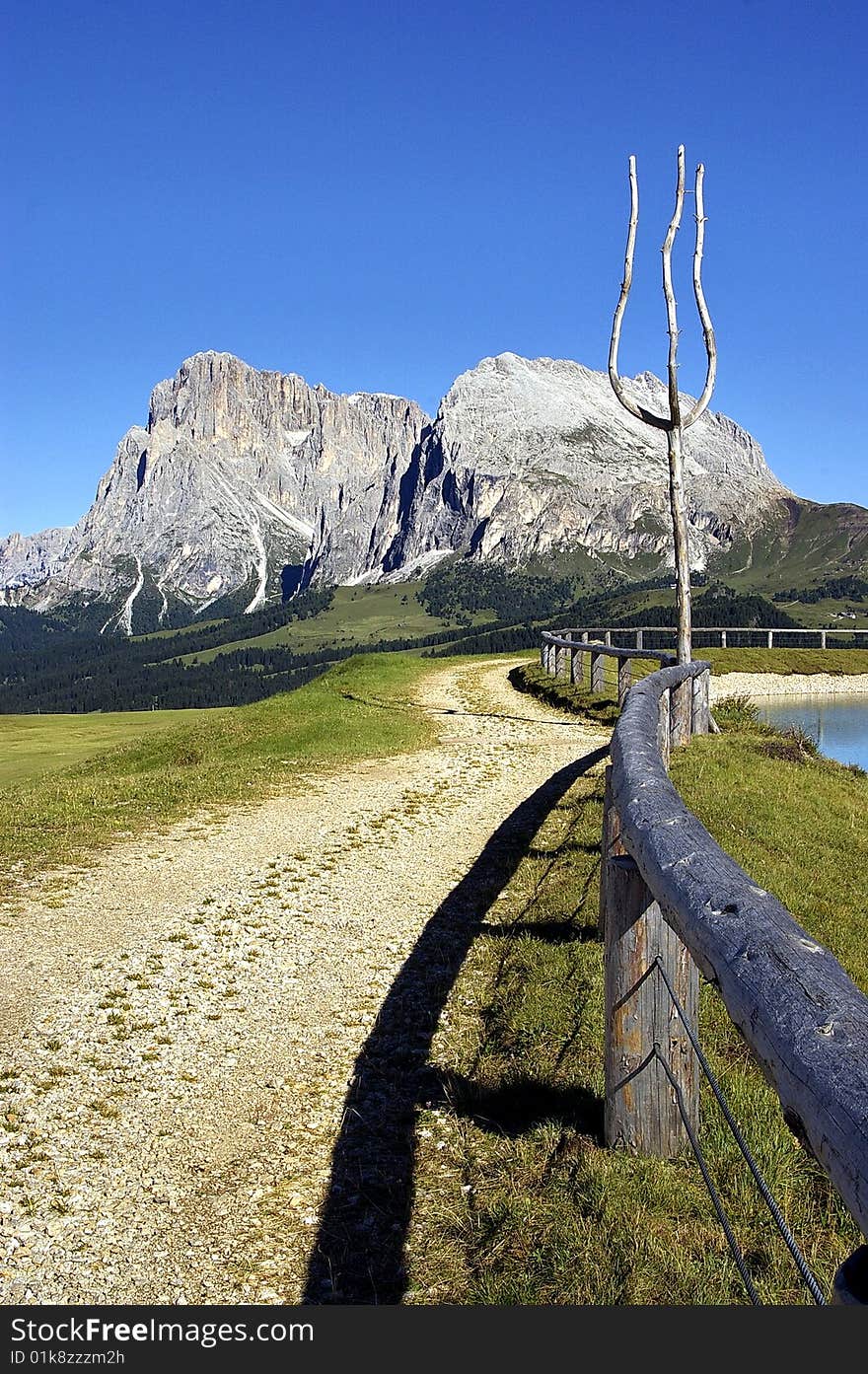 Hiking way in italian mountains in summer. Hiking way in italian mountains in summer