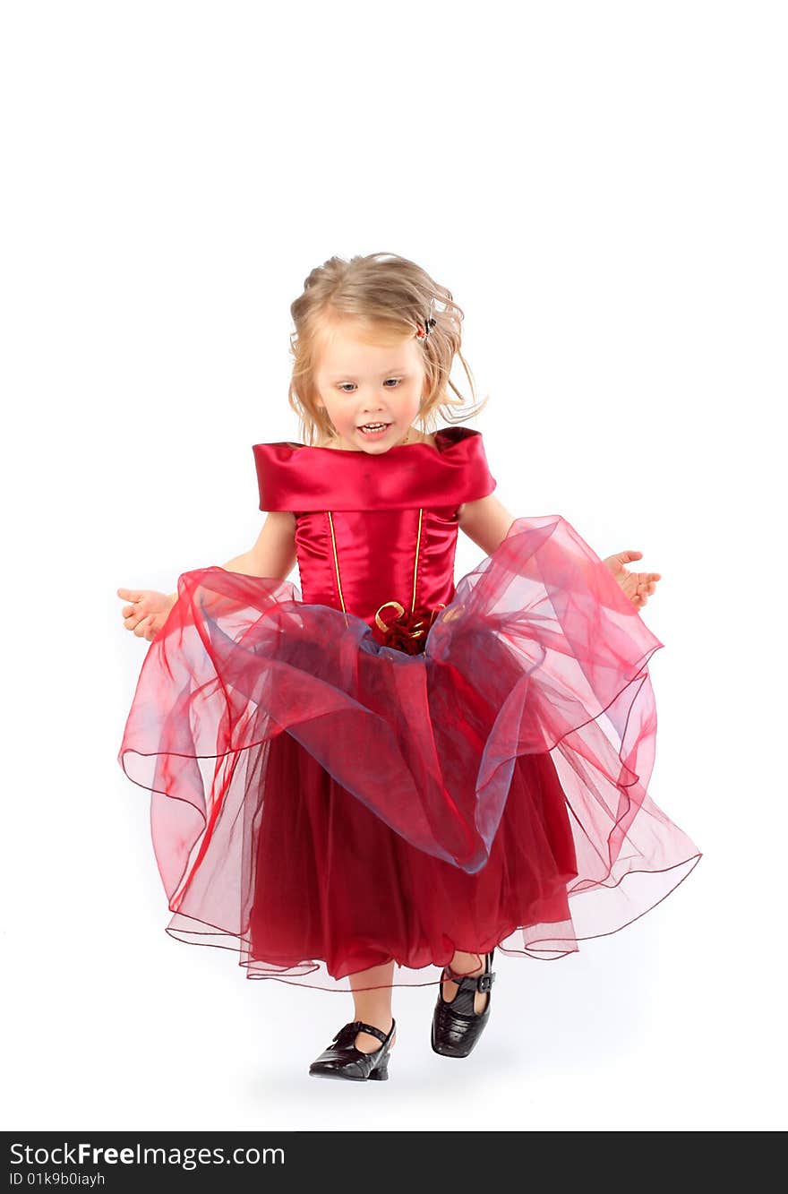 Portrait of the beautiful girl in a red dress. Portrait of the beautiful girl in a red dress