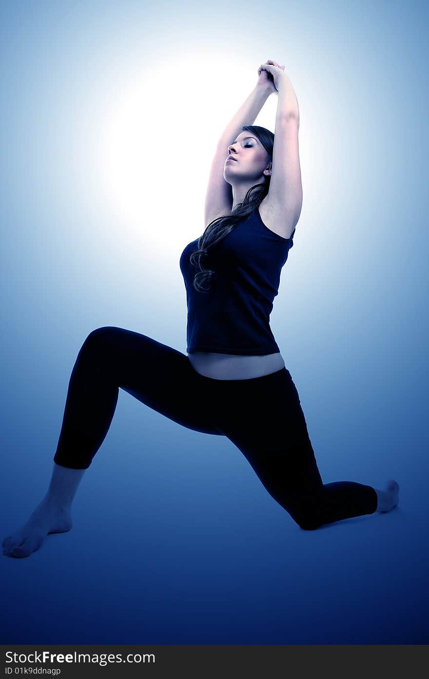 Woman is doing an expert yoga exercise