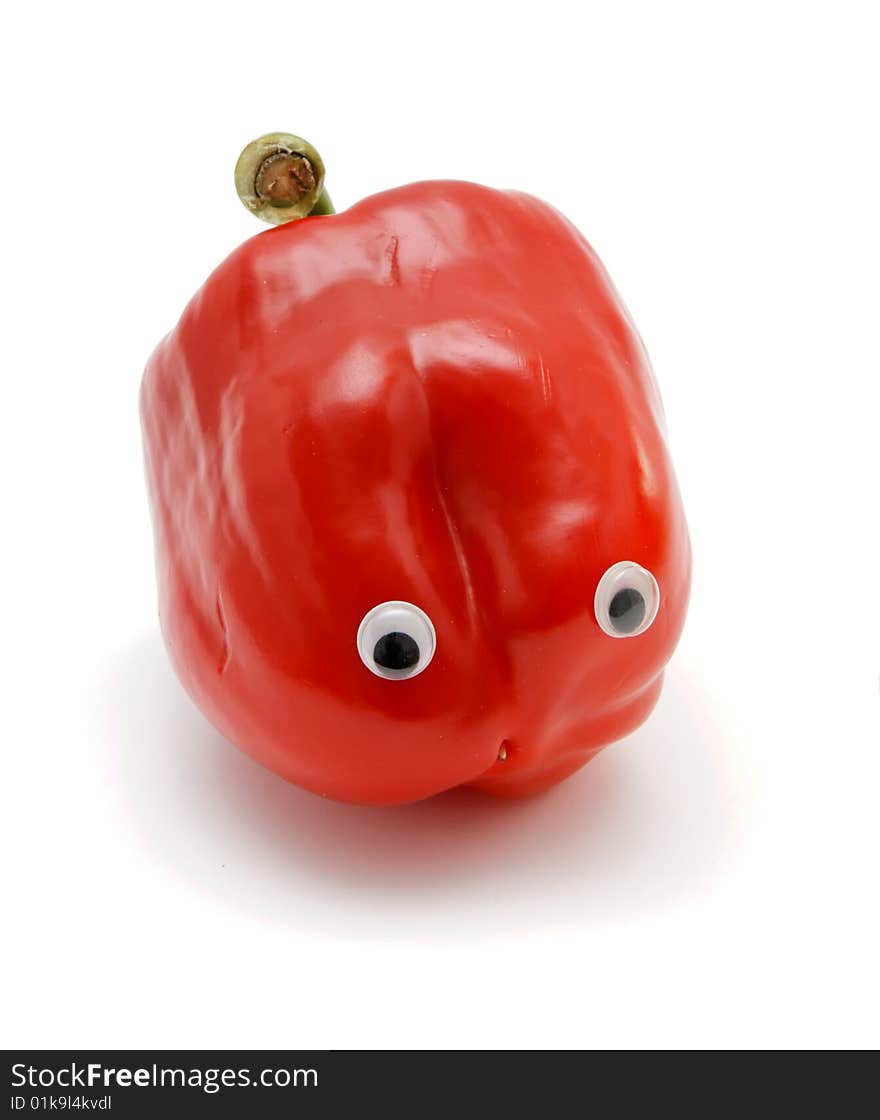 Funny bell pepper with eyes