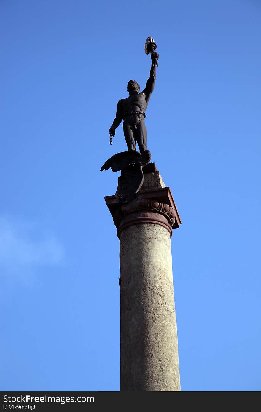 Monument of,,prometey,, on a background blue sky