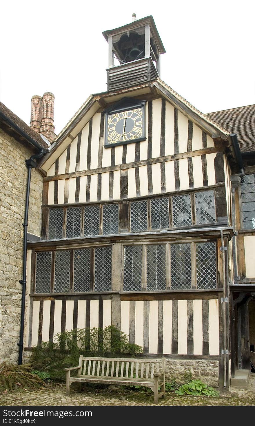 16th Century Clock Tower with bell tower on top at Ightham in Kent England. 16th Century Clock Tower with bell tower on top at Ightham in Kent England.