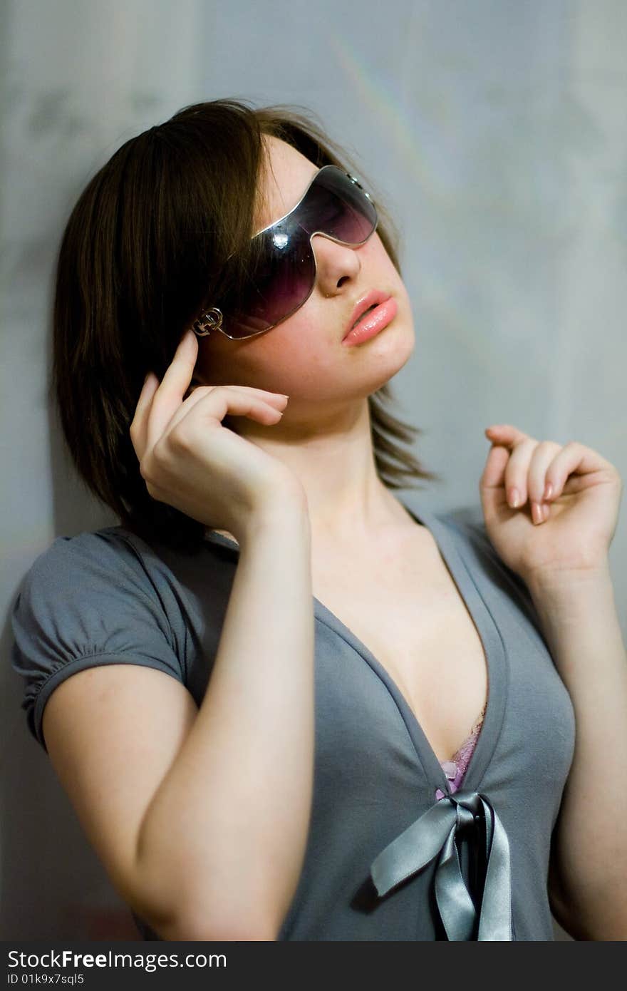 Girl in dark sunglasses