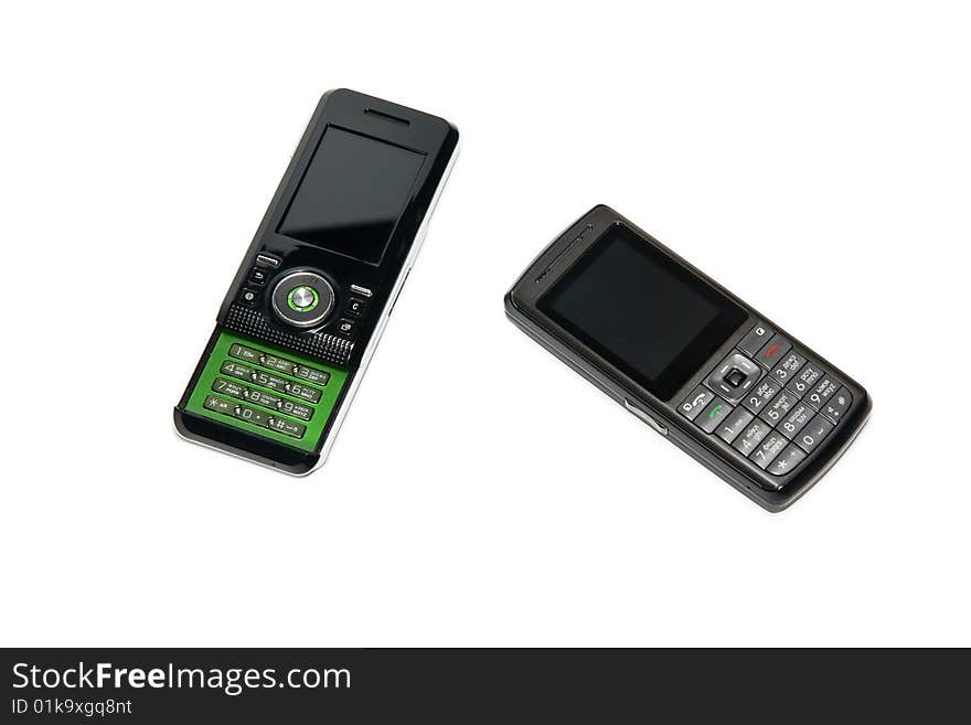 Mobile telephones isolated on the white background