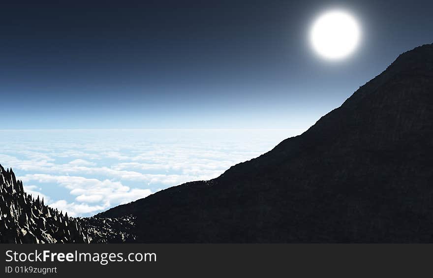 Mountain Peaks Above The Skyline