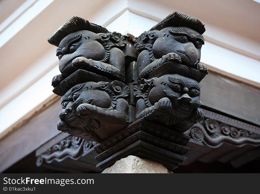 Wooden carving in temple,nepal. Wooden carving in temple,nepal