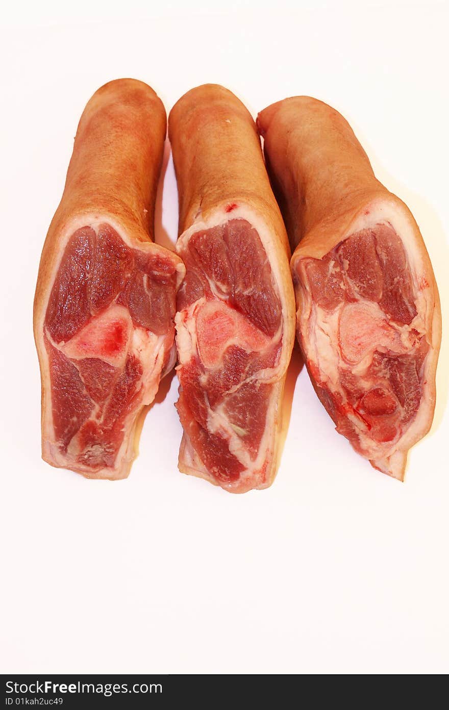 Raw pork on white background. Raw pork on white background