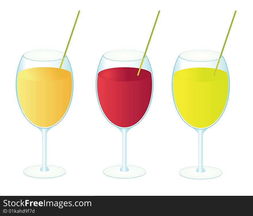 Three Glasses Of Fruit Juice