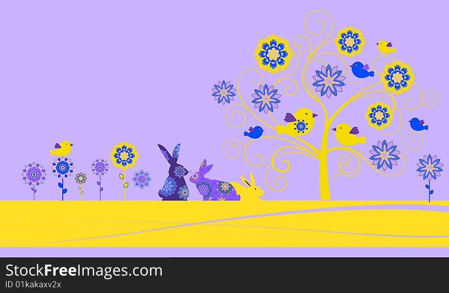 Easter greeting card. All elements and textures are individual objects. Vector illustration scale to any size.