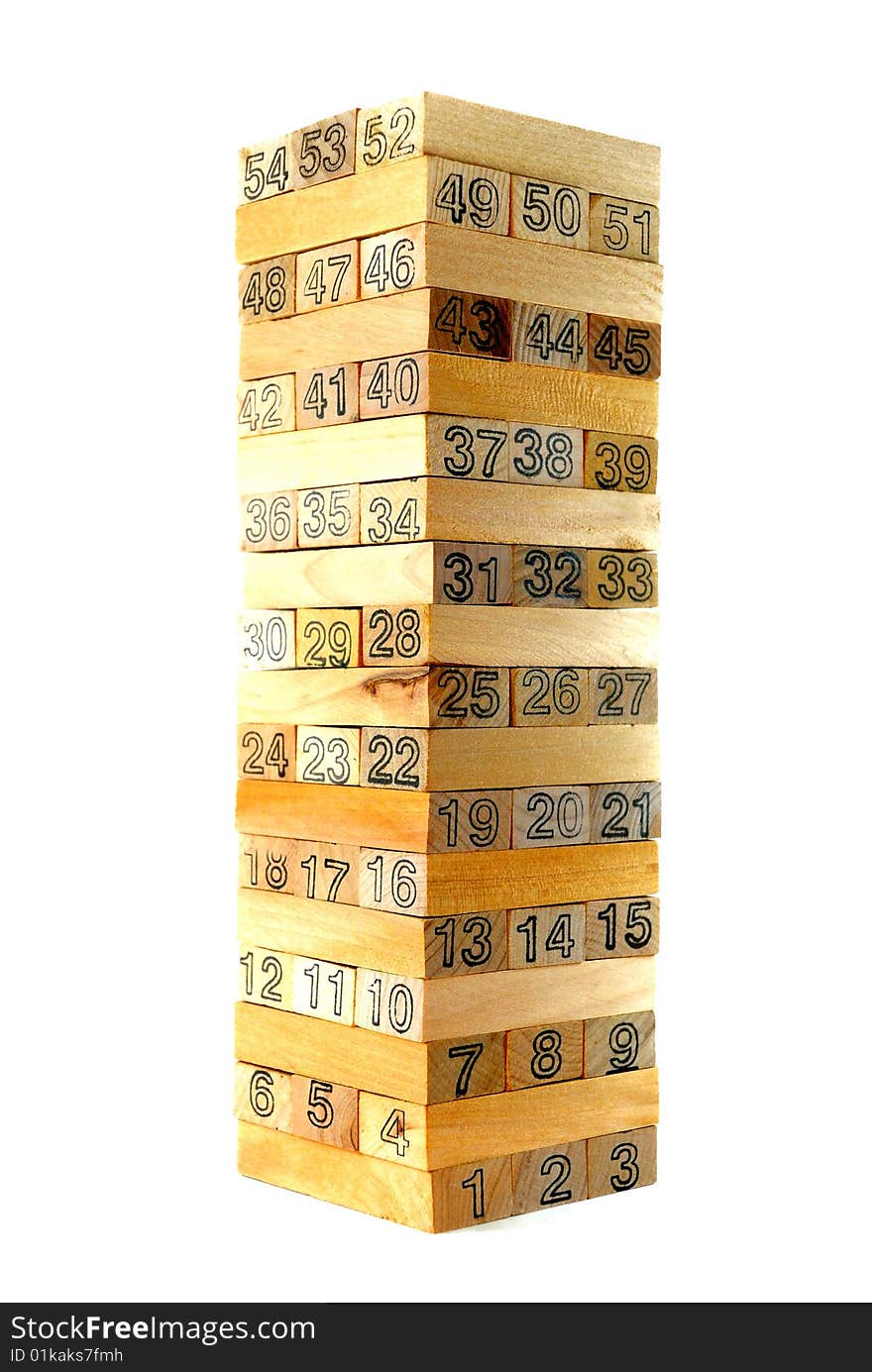 Wood Block Tower with Numbering. Wood Block Tower with Numbering