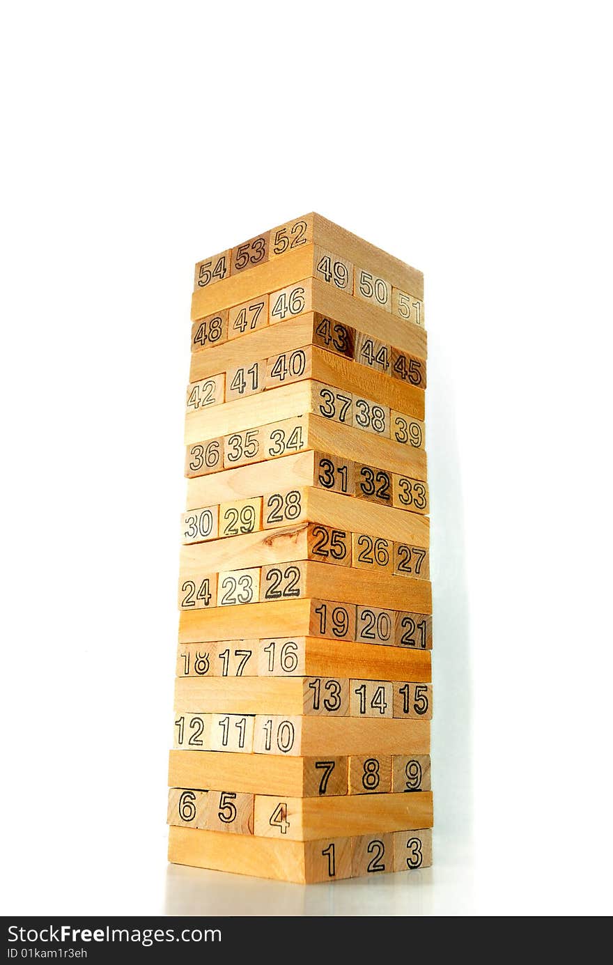 Wood Block Tower with Numbering. Wood Block Tower with Numbering