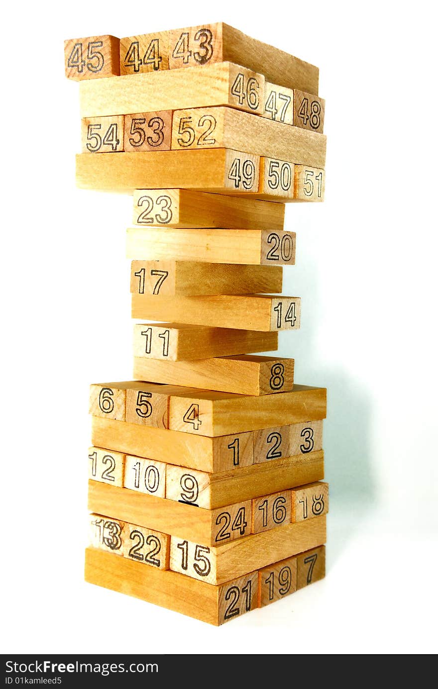 Wood Block Tower with Numbering. Wood Block Tower with Numbering