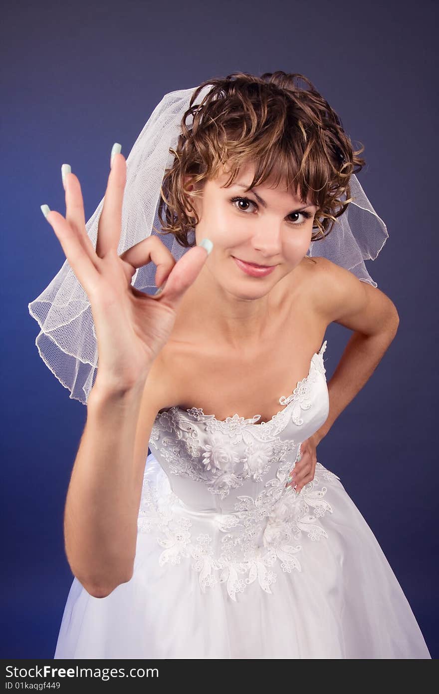 Studio portrait of a young bride