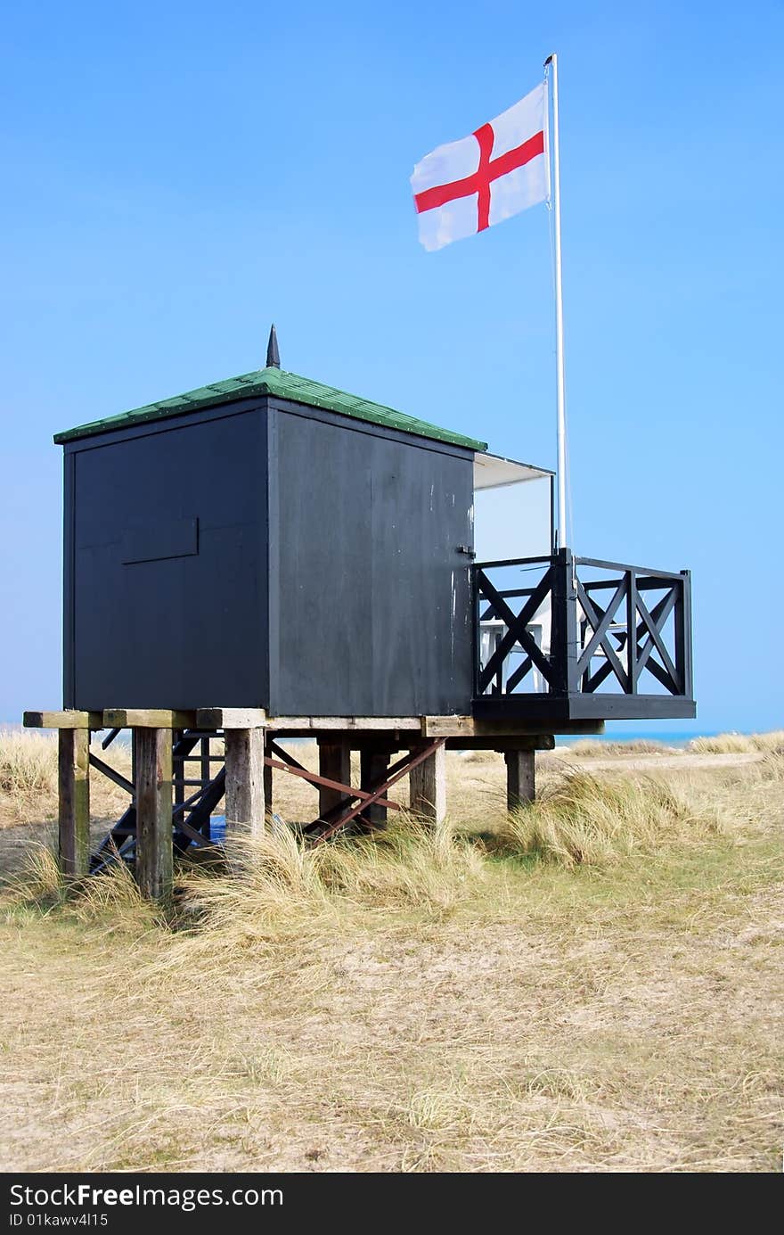 Image of hut looking out over sea. Image of hut looking out over sea