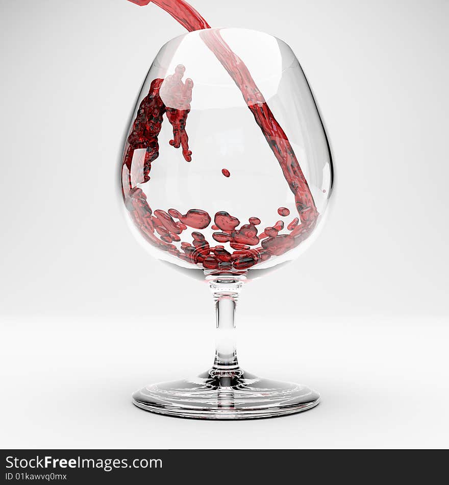 Red wine splashing out of a glass.i