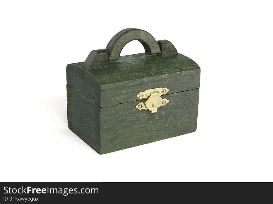 Wooden chest on a white background