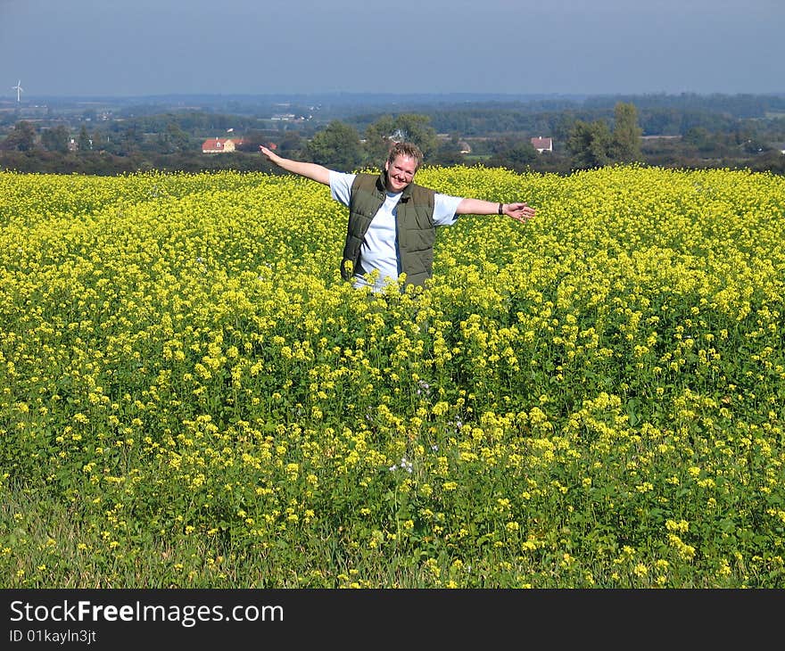 Happy woman in the meadow - freedom and bright future. Happy woman in the meadow - freedom and bright future